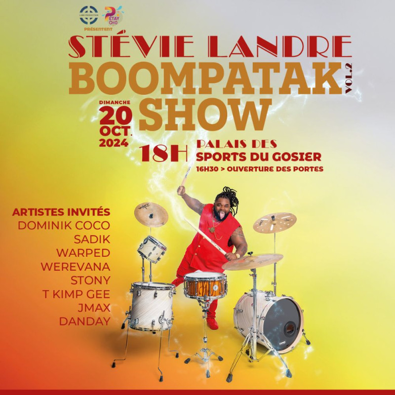 BOOMPATAK SHOW, STEVIE LANDRE, le 20 Octobre 2024 à 18h au Palais des Sports